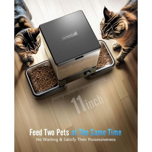 oneisall Automatic Cat Feeder with 5G WiFi, Automatic Cat Food Dispenser for 2 Cats Small Pets, 20 Cups/5L Timed Dry Food Dispenser with APP Control