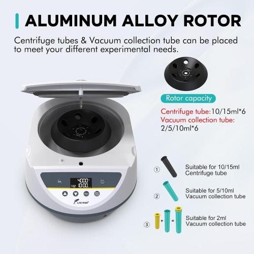 LAB FISH LC-6S Centrifuge, 6x2/5/10/15ml Tubes | 500-5000RPM low speed, max 3074xg RCF, timer, benchtop centrifuge machine for PRP, plasma & lab sample separation‼️missing cotton rolls and other small items‼️