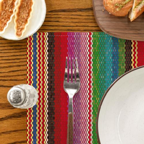 Artoid Mode Colorful Stripes Dia De Los Muertos Fiesta Mexico Placemats Set of 4, 12x18 Inch Spring Table Mats for Party Kitchen Dining Decoration