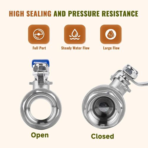 1/2 inch Ball Valve 2 Pack Full Port Female NPT Thread Shut Off Valve