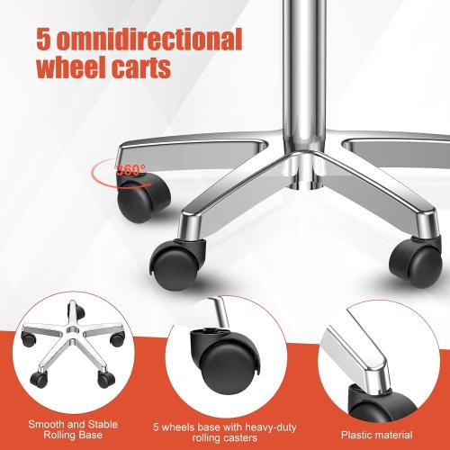 SILVER HEAVY DUTY ChoJiah Extra Large Mayo Stand Rolling Salon Tray Hairstylist Tray Heavy Duty Tattoo Tray, Ideal Use for for Hair Salon Dental Hairstylist Cart