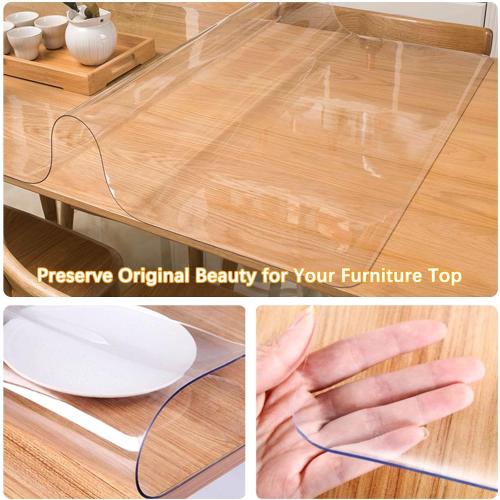 54 Inch Round Clear Dining Table Protector Tablecloth Cover Desk Top Pad Mat for Glass Furniture Study Coffee End Bed Sofa Side Bistro Bar Corner Pub Night Stand Dinner Table Thick Plastic PVC Vinyl