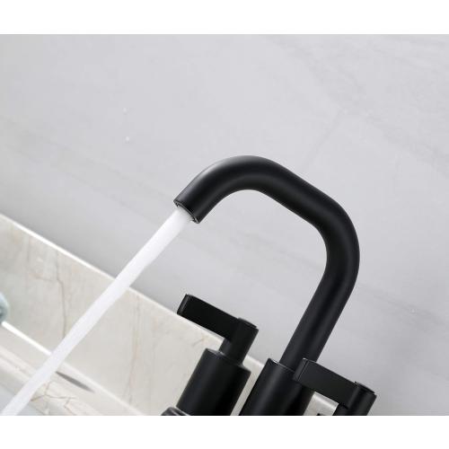 Derengge Two Handle Matte Black Bathroom Faucet with Push up Pop-up Drain,4 Inch Centerset Lavatory Faucet,F-M4501-MT