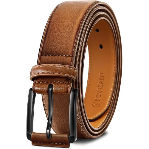 KEMISANT Men pack 2 Belt-Genuine Leather Belt for Men Dress Casual Golf Jeans 1 3/8