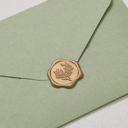 UNIQOOO Wax Seal Stickers - Eucalyptus Wedding Invitation Envelope Seal Stickers, 100 Pcs Self- Adhesive Prosecco Metallic Lignt Gold Stickers, Perfect for Invitation, Christmas, Gift Wrapping