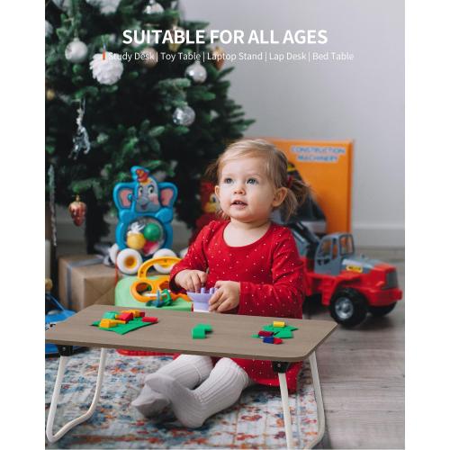 Foldable Laptop Desk, Portable Lap Desk Bed Table, Lightweight Breakfast Table Tray Desk, Laptop Stand, Mini Table for Working Writing Drawing Eating Picnic-Walnut