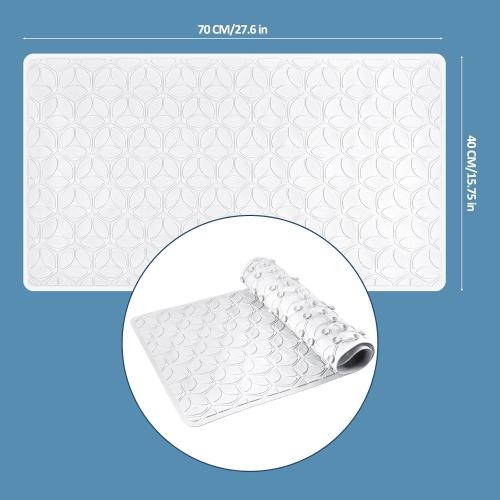 Non Slip Bathtub Mat | Real Rubber Bath Mat for Tub and Shower, Shower Mat for Daily Safety, Pet Dog Mat, Soft No-Slip Bath Mat | Nonskid Bathroom Tub Mat, 16” x 28”（White）
