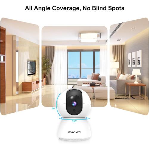 White 2.4&5GHz WiFi Indoor Security Camera,2K/3MP Camera for Home Security, 355° Pan/Tilt Pet Cam, IR Night Vision Baby Monitor, 2-Way Audio, Motion Tracking, Cloud & SD Card Storage