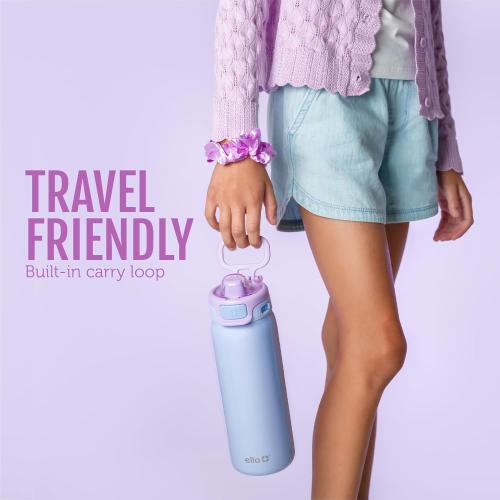 Ello Pop & Fill 18oz Stainless Steel Kids Water Bottle with Quick Fill Lid | Vacuum Insulated BPA Free Bottle with Leak Proof Straw and Chug Lid, Dishwasher Safe, Gift For Kids Teens, Strawberries