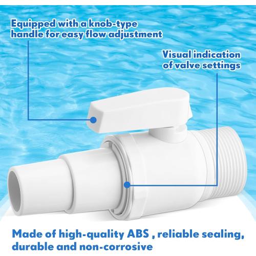 4 Pcs 2 Way Ball Valve Compatible with Hayward SP0729 and Replacement Universal Combo Hose Adapter Compatible with Hayward SPX1091Z7 or SPX1091Z4 for Ground Pool Pump Skimmer