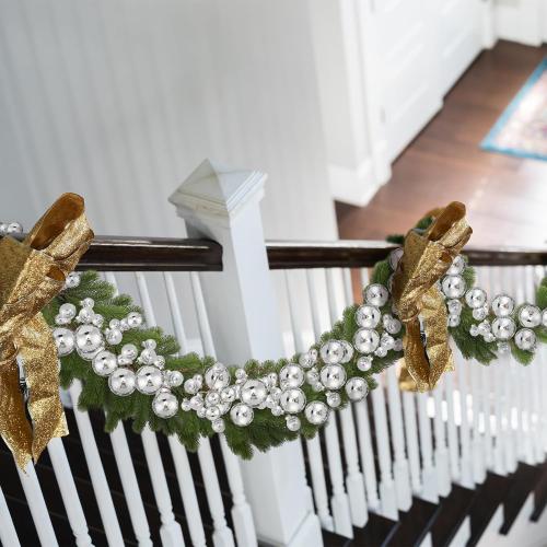 2 Pcs Christmas Ball Garland 6 ft Decoration Accessories(Silver) ball