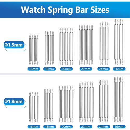 JOREST Watch Spring Bar Tool, Watch Repair Kit to Replace the Watch Strap, Watch Link Removal Tool, With User Manual, 56PCS (16-26mm) Spring Bars