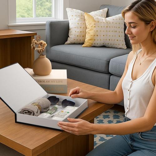 Decorative Books for Home Decor - Set of 2 Fake Books for Decoration, Faux Book Storage Box Enhance Your Coffee Table, Bookshelf & Mantel Shelf Decor, Linen Book Decor Aesthetic Set, Books Decor