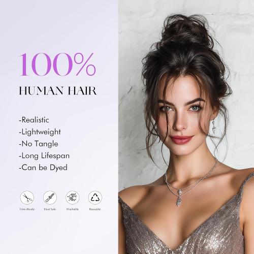 SOFEIYAN Human Hair Bun 100% Real Human Hair 16g Messy Bun Natural Tousled Stretchy Fluffy Donut Updo Elegant Chignon with Elastic Rubber Band Fake Bun Hair Piece for Women - Medium Brown
