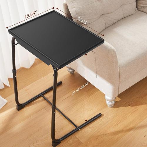 Adjustable TV Tray Table - TV Dinner Tray on Bed & Sofa, Comfortable Folding Table with 6 Height & 3 Tilt Angle Adjustments (Black)