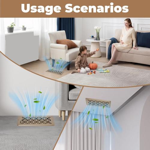 2 Pack Floor Vent Covers, Floor Register 4x10, Adjustable Decorative Vent Covers for Home Floor Ceiling or Sidewall Vent, Heavy Duty Walkable Steel Floor Vents, Rust-Proof Finish (Brown)
