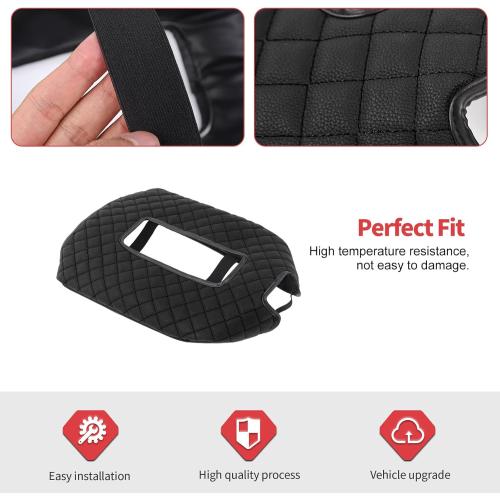 Jimen Car Center Console Cover Pad Fit for Chevy Silverado/Avalanche/Tahoe/Suburban 2007-2013, Leather Armrest Cover Fit for GMC Yukon 2007-2013 (Black)