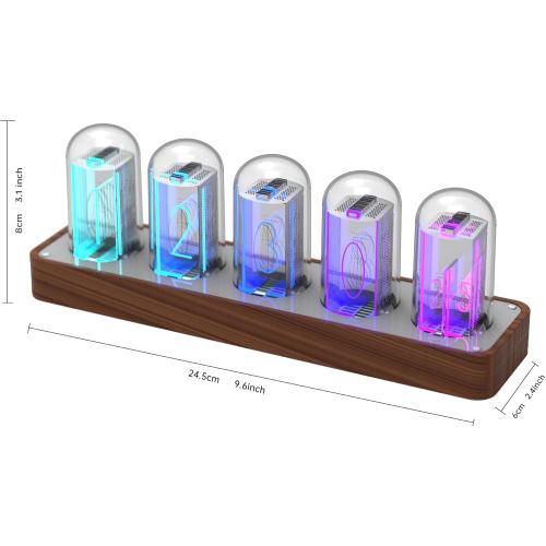 ClocTeck Nixie Tube Clock Walnut Digital Clock, Support Wi-Fi Time SYNC, Alarm & Timer, 12/24H Display, A Retro Gift for Friends (Wood Grain)