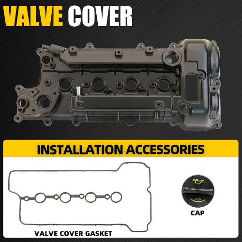 Aluminum Engine Valve Cover Compatible with 2012-2021 Hyundai Accent Sonata Veloster Tucson Elantra Kona 2012-2021 Kia Forte5 Forte Koup Rio Soul Optima 1.6L Replace 224102B610