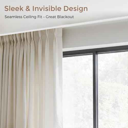 Ceiling Curtain Track White 12-15 ft Heavy Duty Ceiling/Wall Mount Rail | Includes 50 quiet-glide rollers, 50 hooks and 50 clips. Supports up to 50 lbs for room dividers, bathrooms and hospitals