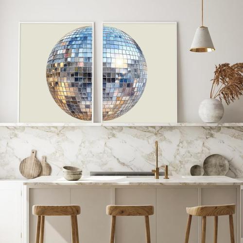Size 24x36 Set of 2 Disco Ball Wall Art Aesthetic Preppy Canvas Wall Decor Disco Ball Poster Funky Art Retro Trendy Prints Girly Pictures for Living Room Bedroom 24x36 Inch Unframed Set of 2