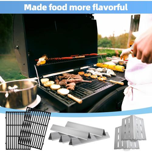 7524 Cast Iron Grill Grates and Stainless Steel 7520 flavorizer bar 7522 Heat Deflector Replacement Parts for Weber Genesis Grill 300 Series E-310 E-320 E-330 S-310 S-320 S-330 EP-320