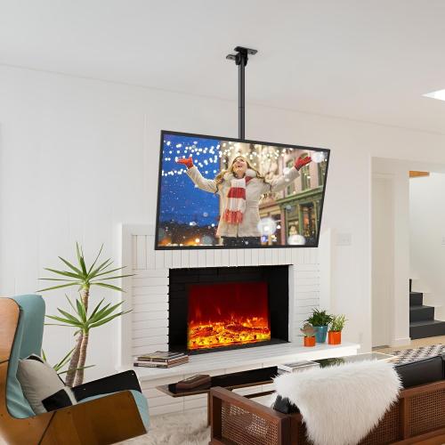 USX STAR Ceiling TV Mount for 26-65 inch Flat Screen Displays, Adjustable Ceiling TV Bracket Fits Most LCD LED OLED TVs, 14.96Inch Single Extended Mounting Pole, Holds up to 110lbs, Max VESA 400x400mm