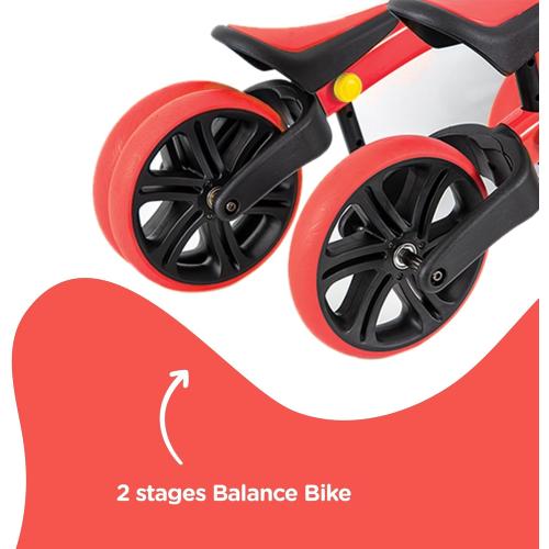 Yvolution Y Velo Junior 9 Balance Bike – 2-in-1 No-Pedal Training Bicycle with Dual Rear Wheels, Adjustable Seat & Handlebar – Ages 18 months to 3 years, Max Weight 44 lbs