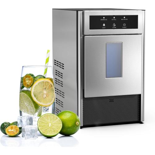 Costway Nugget Ice Maker, 44Lbs/24H Countertop Ice Makers, Self-Cleaning Ice Machine with 4.4 Lbs Basket, Auto Water Refill, Chewable Pebble Ice Maker for Home Kitchen Party