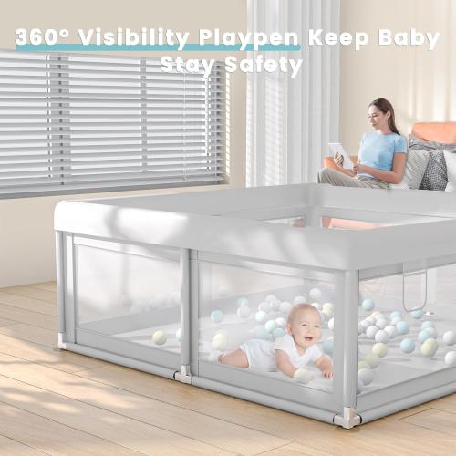 Baby Playpen 50x50 Inch, Play Pens for Babies and Toddlers Baby Fence Play Yards for Indoor & Outdoor with Breathable Mesh Anti-Fall Playpen