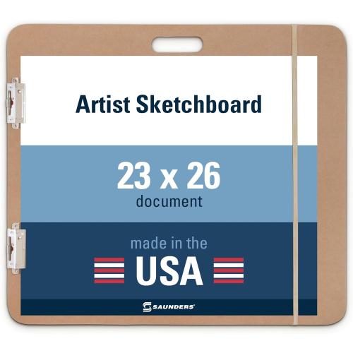 Saunders 05607 Recycled Hardboard Sketchboard - Brown, 23 in. x 26 in. Clipboard with Built-in Handle - Solid Drawing Board for Artists, Students, and Creatives
