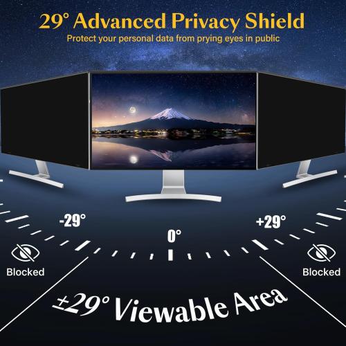 Magnetic Computer Privacy Screen Filter 27 inch for 16:9 Widescreen Monitor Desktop PC, 27in Hanging Removable Anti Blue Light Glare Eye Protection Shield, Anti Spy Screen Protector Panel
