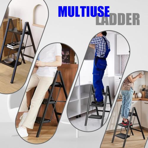 3 Step Ladder,Folding Step Stool with Wide Anti-Slip Pedal,Step Ladder for Adults,330lbs Capacity Step Stool for Home,Kitchen