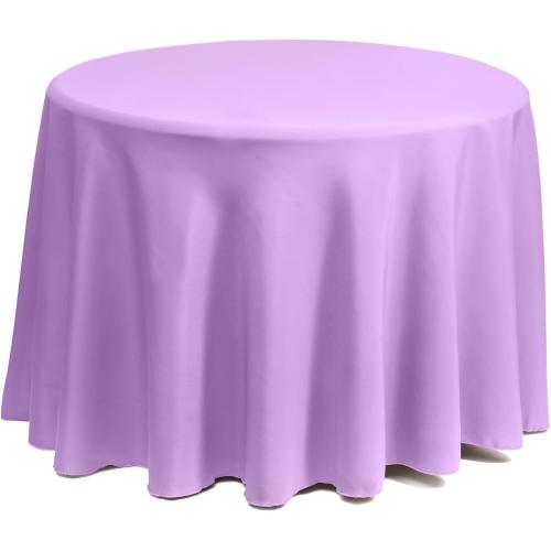Gee Di Moda Round Tablecloth - 70 Inch Lavender Round Table Cloth for 24 to 48 Inch Round Tables - Heavy Duty Washable Fabric - for Buffet Table, Holiday Party, Dinner, Wedding & Baby Shower