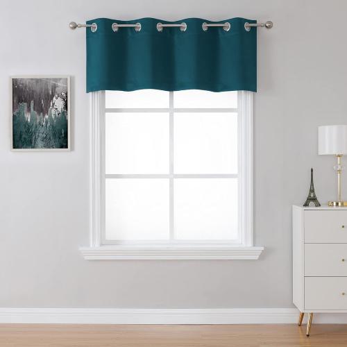 SeeGlee Teal Valance Blackout Curtain Panel - Grommet-Top Window Treatment Thermal Insulated Draperies for Kitchen(1 Pack,54 W X 18 L)