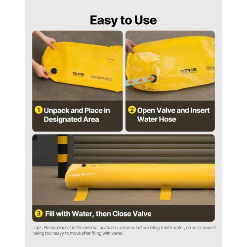 Flood Barrier, Flood Bags, Sandbag Alternative, Water Barrier for Flooding with Great Waterproof Effect, Reusable PVC Water Diversion Tubes, Lightweight Flood Barriers for Home, Door, Garage