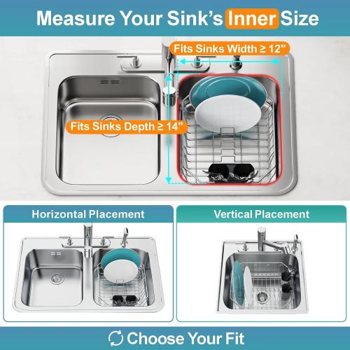 GSlife Small in Sink Dish Drying Rack, Stainless Steel, 13.4 x 11.6
