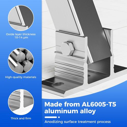 SILVER 2 Set Adjustable Solar Panel Tilt Mount Brackets Aluminum Alloy Mounting Bracket Stand Systems Support 50W 70W 100W 150W 200W 300W 400W Panels for Roof/Boat/Flat Surface