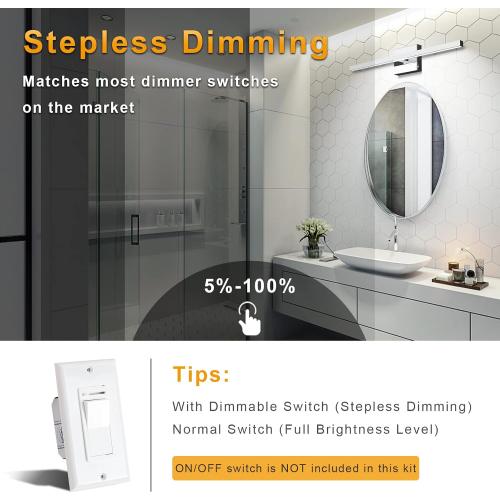 NIORSUN 23.6 inch Chrome Bathroom Vanity Light,14W 5CCT Dimmable LED Bathroom Lighting Fixtures Over Mirror, Modern Vanity Lights for Bathrooms Restroom Mirror- ETL Certified