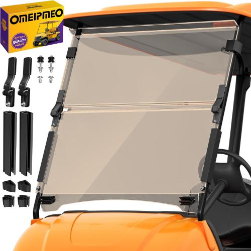 Upgrade Golf Cart Windshield for Yamaha G29/Drive 2007-2016 Gas/Electric Models, Foldable Golf Cart Windshield with Heavy Duty Hinges, Anti-UV&Impact Resistant, 5MM Thick PC Material