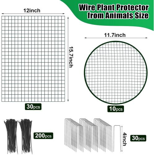10 Pack Wire Plant Protector with Cover, 16x12 Detachable Metal Plant Protectors Mesh, Garden Plant Protectors for Shrubs Flowers Vegetables to Keep Rabbit & Chicken Animals Out