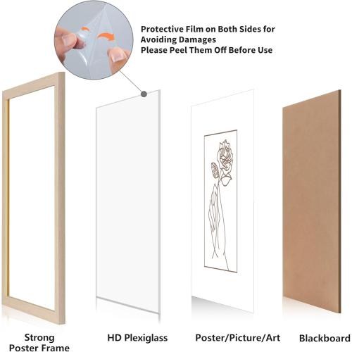 DOAI ART 18x24 Poster Frame 2 Pack in Oak, Woodgrain Color 18 x 24 Picture Frames for Horizontal or Vertical Wall Mounting, Scratch-proof Safe and Artistic Large Photo Frame Wall Art