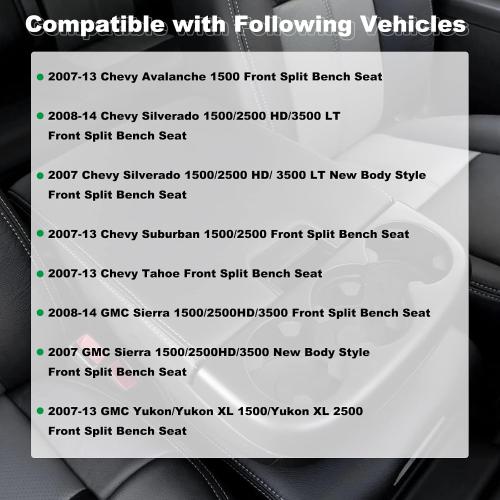 Center Console Lid Fit 2008-2014 Chevy Silverado GMC Sierra 1500/2500/3500 | 2007-2013 Chevy Tahoe/Avalanche,2008-2014 GMC Yukon(XL),with Latch,Replace #20864151,Color Black