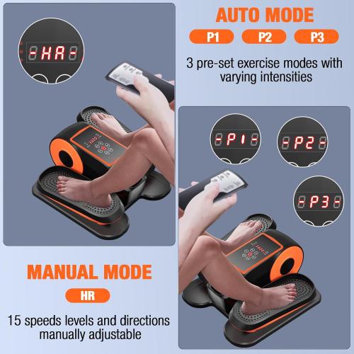 Under Desk Elliptical Exercise Machine, Ellipse Leg Exerciser as Seen on TV with Remote, 15 Adjustable Speed, Portable Leg Exerciser While Sitting for Seniors, Quiet Elliptical Machine for Home Office