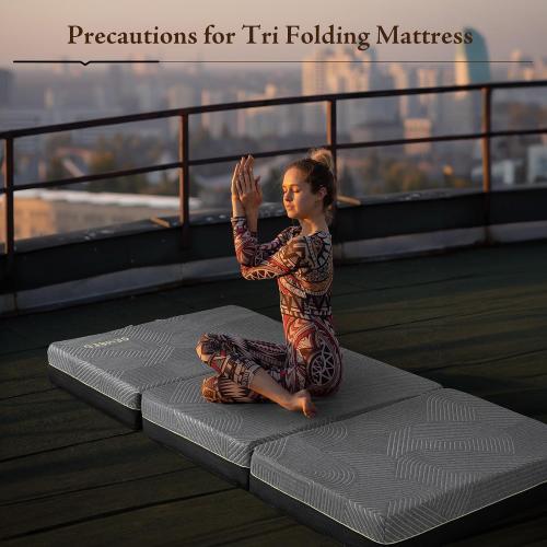 Tri Folding Mattress Twin Size - Memory Foam Tri-fold Mattress, Handle & Non-Slip Bottom, Portable Foldable Sofa Bed Floor Chair for Travel RV Camping Guest Yoga - 6 Inch, 75x38x6