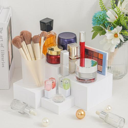 Geelin 6 Pack Acrylic Risers for Display Acrylic Cube Boxes Risers Display Stands with Hollow Bottoms Decorative Stand for Jewelry Candy Table Decor 6 Sizes(White,3 to 8 Inch,Square)