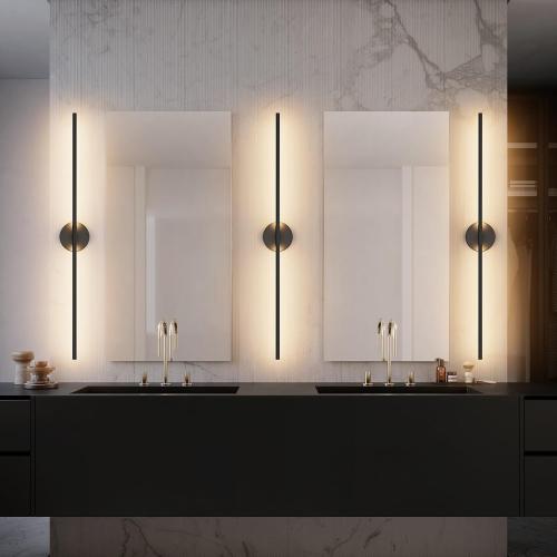 Modern Wall Sconces Set of Two 3000K 40In Hardwired Black Bathroom Sconce Vanity Light Bar 360° Rotate Warm Light for Bedroom Bathroom