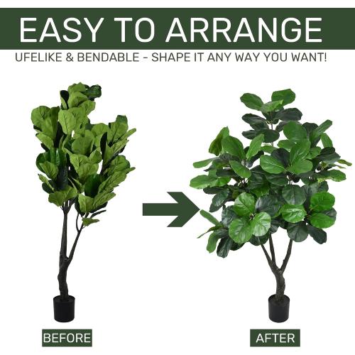 Artificial Fiddle Leaf Fig Tree 7FT Tall Large Faux Trees with Realistic Leaves, Fake Tropical Floor Potted Artificial Plants for Home Office Living Room Indoor Outdoor Decor (84in,1Pack)