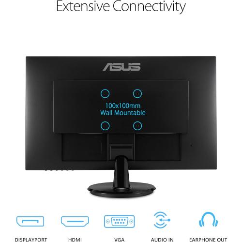 ASUS 27” 1080P Monitor (VA27DQ) - Full HD, IPS, 75Hz, Speakers, Adaptive-sync/FreeSync™, Low Blue Light, Flicker Free, VESA Mountable, Frameless, HDMI, VGA, DisplayPort, Tilt Adjustable, BLACK