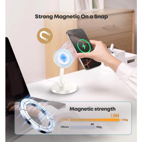 2 Pack Magnetic Wireless Charger iPhone, 15W Fast Mag-Safe Charger Stand for iPhone 17/17 Air/17 Pro/17 Pro Max 16/15/14/13/12 Series Magnet Wireless Charging Station/Pad for AirPods- Gifts Ideas